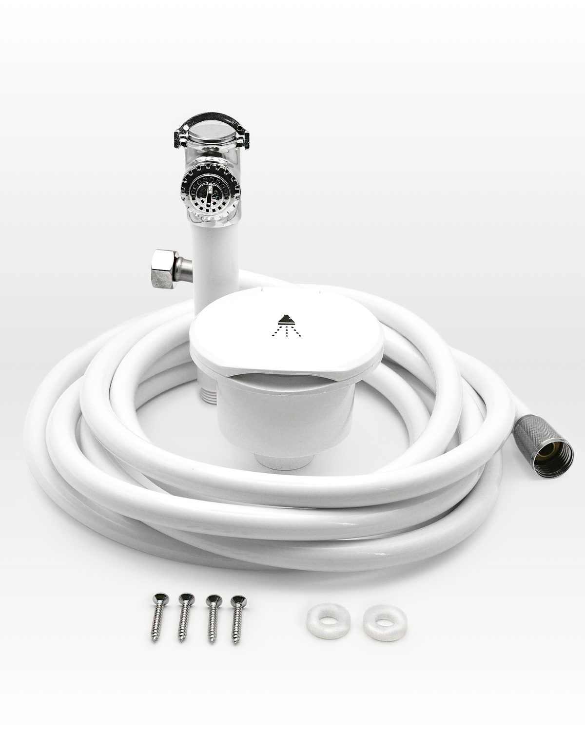 Recessed transom shower with 13 ft (4 m) white hose, Frimarine TSWH0012