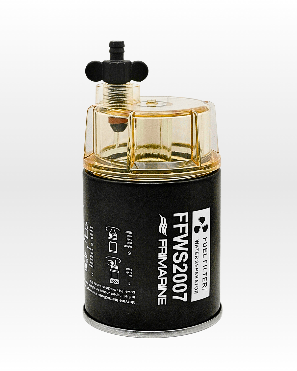 Frimarine fuel filtration system FFWS0007: FFWS2007 filter with clear water collecting bowl