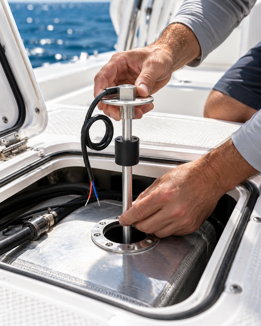 Installing a Frimarine fuel sending unit in a boat tank