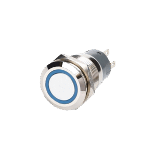 Frimarine PBLR0019 Marine Push Button Switch 19mm 316 Stainless Steel Blue LED Ring IP65
