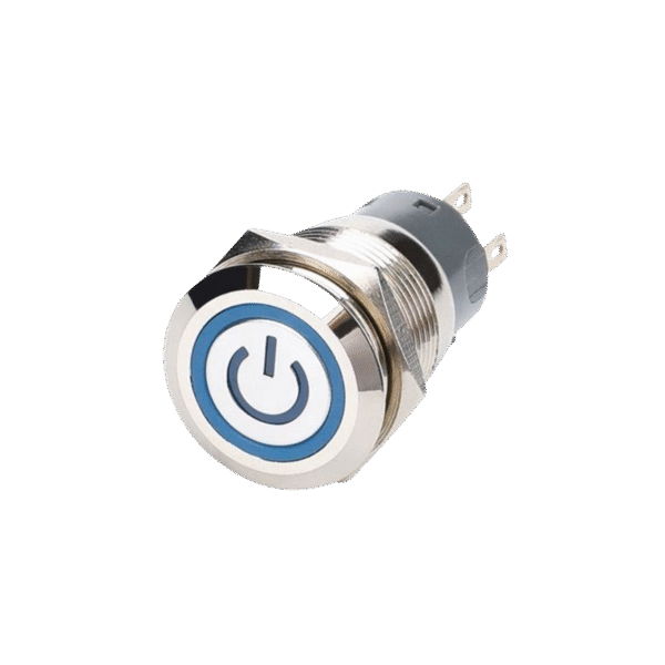 Push-Button-Switch-PPBL0022-Marine-Grade-Frimarine Frimarine PPBL0022 Panel Mount Marine Push Button Switch 22mm 316 SS LED Ring Boat Electrical